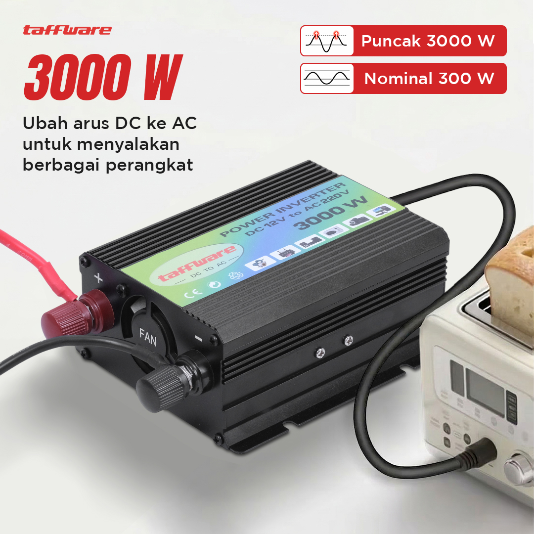Taffware Power Inverter Mobil Modified Sine Wave DC12V to AC220V 3000W - 816A Gambar produk Taffware Power Inverter Mobil Modified Sine Wave DC12V to AC220V 3000W - 816A