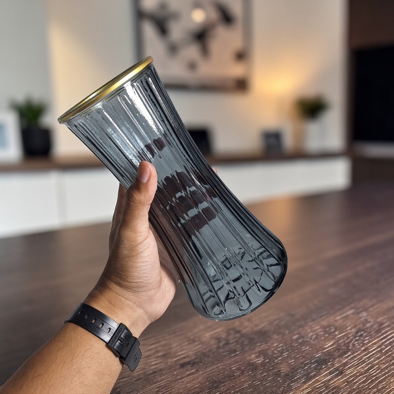 Gambar produk TaffHOME Vas Bunga Kaca Bening Estetik Vintage Glass Flower Vase - Y23