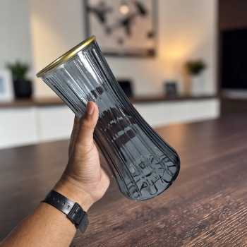 Gambar produk TaffHOME Vas Bunga Kaca Bening Estetik Vintage Glass Flower Vase - Y23