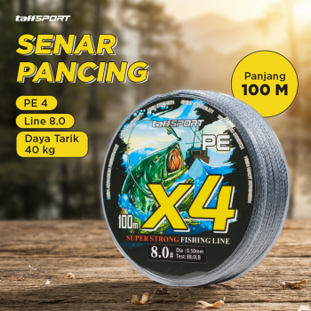 TaffSPORT Senar Pancing PE 4 Braided Strand Fishing Line 100M - X4