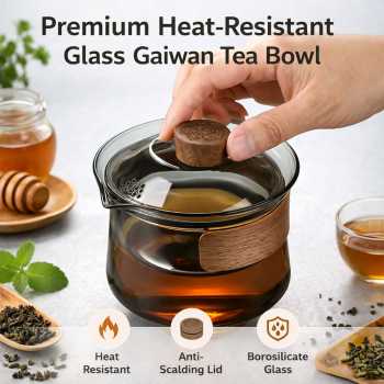 TCFOS Teko Teh Kaca Borosilikat Tahan Panas Gaiwan Tea Bowl 230ml - TF180