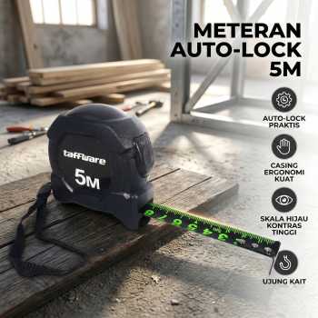 Taffware Meteran Roll Tukang Bangunan Measuring Tape Auto Lock 5M - XBE5M