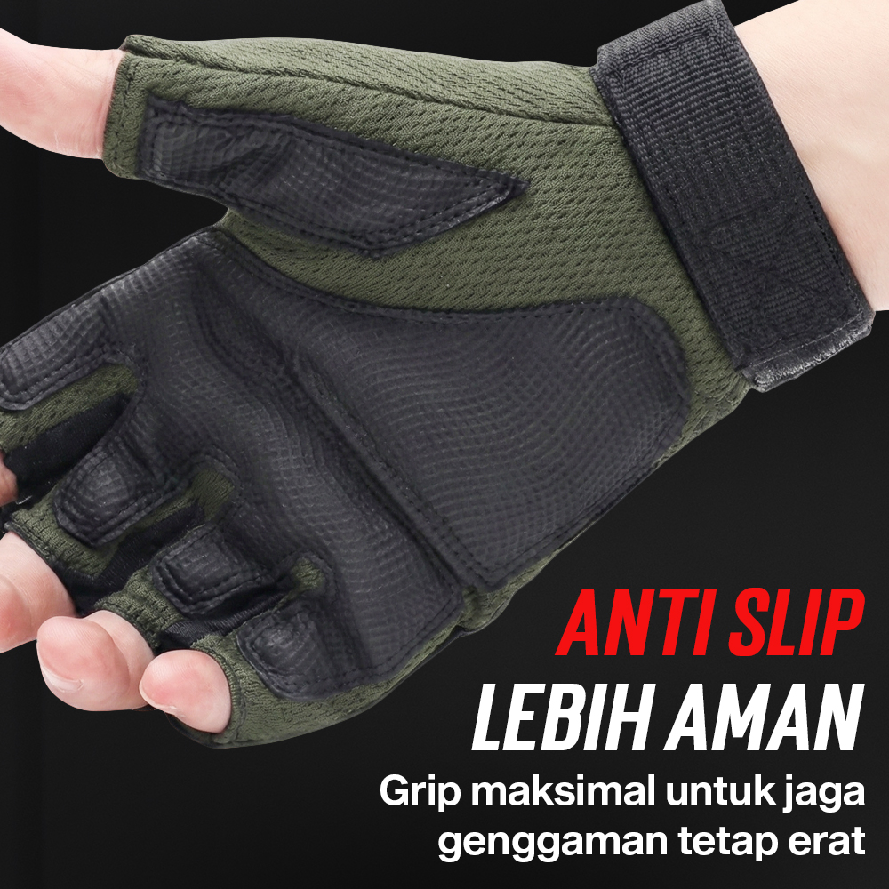 Black Eagle Sarung Tangan Motor Tactical Half Finger L - PC016 Gambar produk Black Eagle Sarung Tangan Motor Tactical Half Finger L - PC016