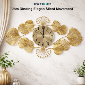 TaffHOME Jam Dinding Elegan Besi Ginkgo Biloba Silent Movement 60cm - WM328