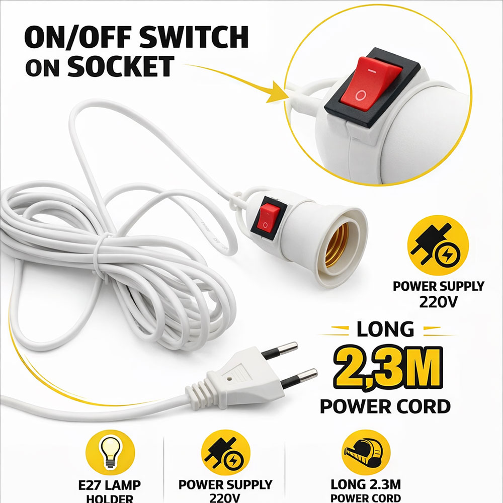 CALANDIS Fitting Lampu Gantung E27 Hanging Indoor 2.3M Cable - BB235 Gambar produk CALANDIS Fitting Lampu Gantung E27 Hanging Indoor 2.3M Cable - BB235