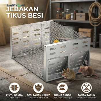 TaffHOME Jebakan Tikus Kandang Besi Double Door Mousetrap 30x22x15cm - B-22