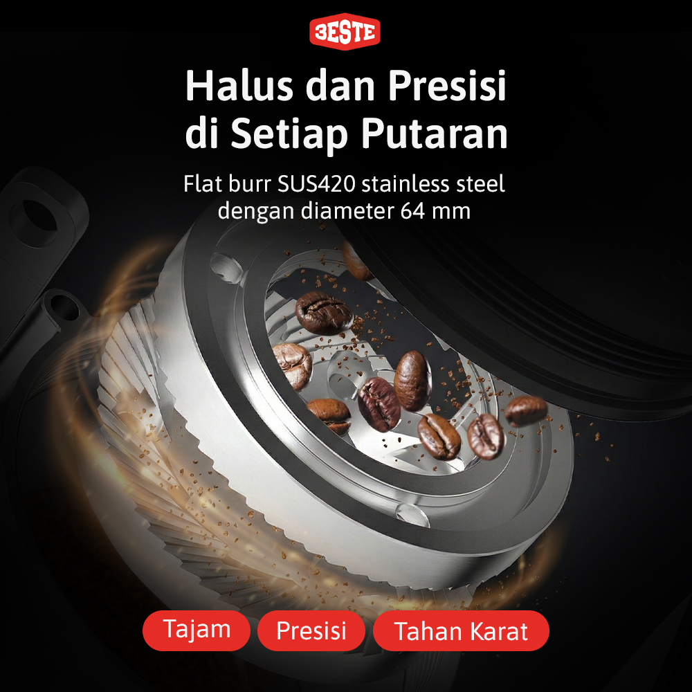 Trieste Penggiling Biji Kopi Coffee Grinder Auto Tamper 350W 450gr - K-64Y Gambar produk Trieste Penggiling Biji Kopi Coffee Grinder Auto Tamper 350W 450gr - K-64Y