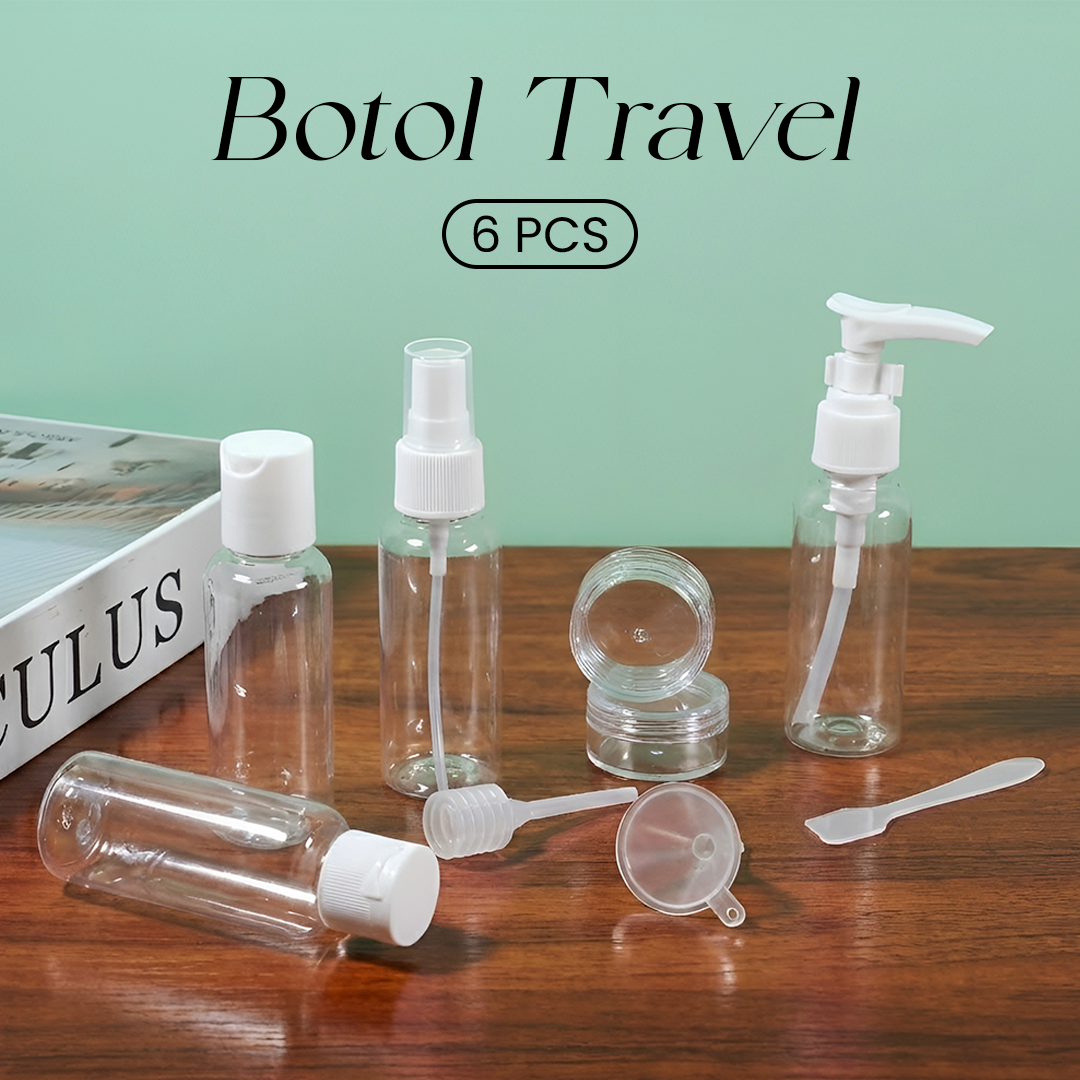 MUQGEW Botol Travel Size Liquid Bottle Pack 6 PCS - SV1 Gambar produk MUQGEW Botol Travel Size Liquid Bottle Pack 6 PCS - SV1