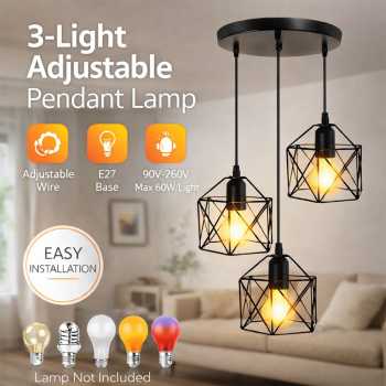 Depuley Lampu Gantung Vintage Pendant Light Adjustable Iron E27 - DE27