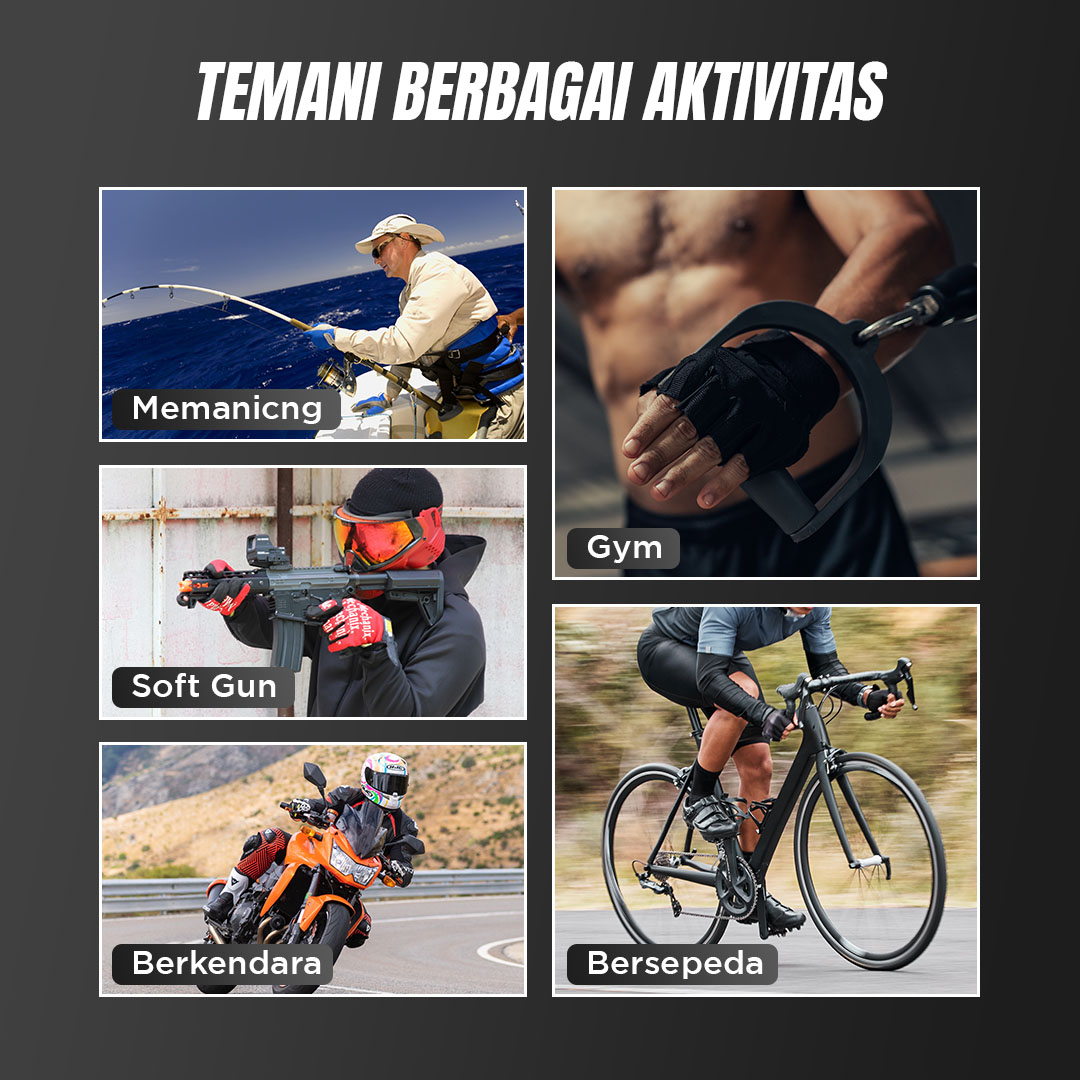 HU WAI YUN DONG Sarung Tangan Motor Olahraga Half-Finger Gloves L - HWYD Gambar produk HU WAI YUN DONG Sarung Tangan Motor Olahraga Half-Finger Gloves L - HWYD