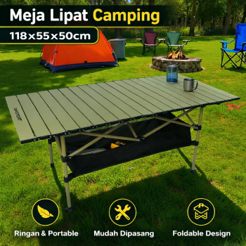 TaffSPORT Meja Lipat Outdoor Camping Folding Picnic Table 118x55x50cm - TX120