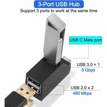 Gambar produk MOSHOU USB Hub Type C 3.0 Adapter 3in1 USB 3.0 USB 2.0 - RCT-45