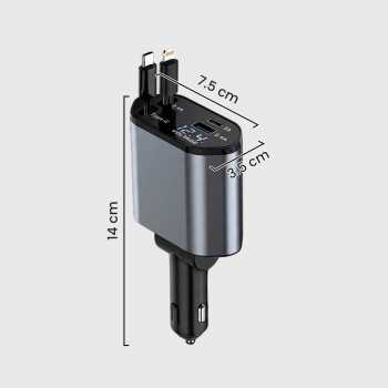 Gambar produk KEBETEME Car Charger Mobil Kabel USB Type C Lightning Port 24V 120W - KT2