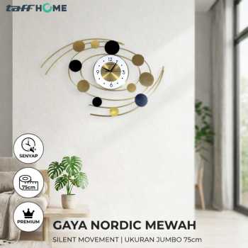 TaffHOME Jam Dinding Quartz Luxury Nordic Style 75cm Silent Movement - SFB6