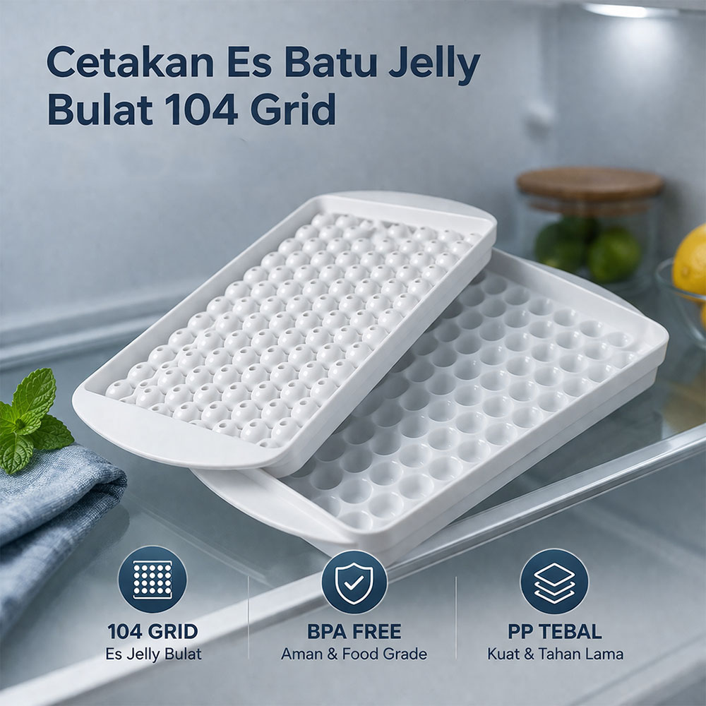 TaffHOME Cetakan Es Batu Jelly Bulat 104 Grid Ice Cube Tray BPA Free - INU77 Gambar produk TaffHOME Cetakan Es Batu Jelly Bulat 104 Grid Ice Cube Tray BPA Free - INU77