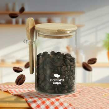 One Two Cups Toples Kaca Penyimpanan Makanan Storage with Bamboo Lid - FM-LD1