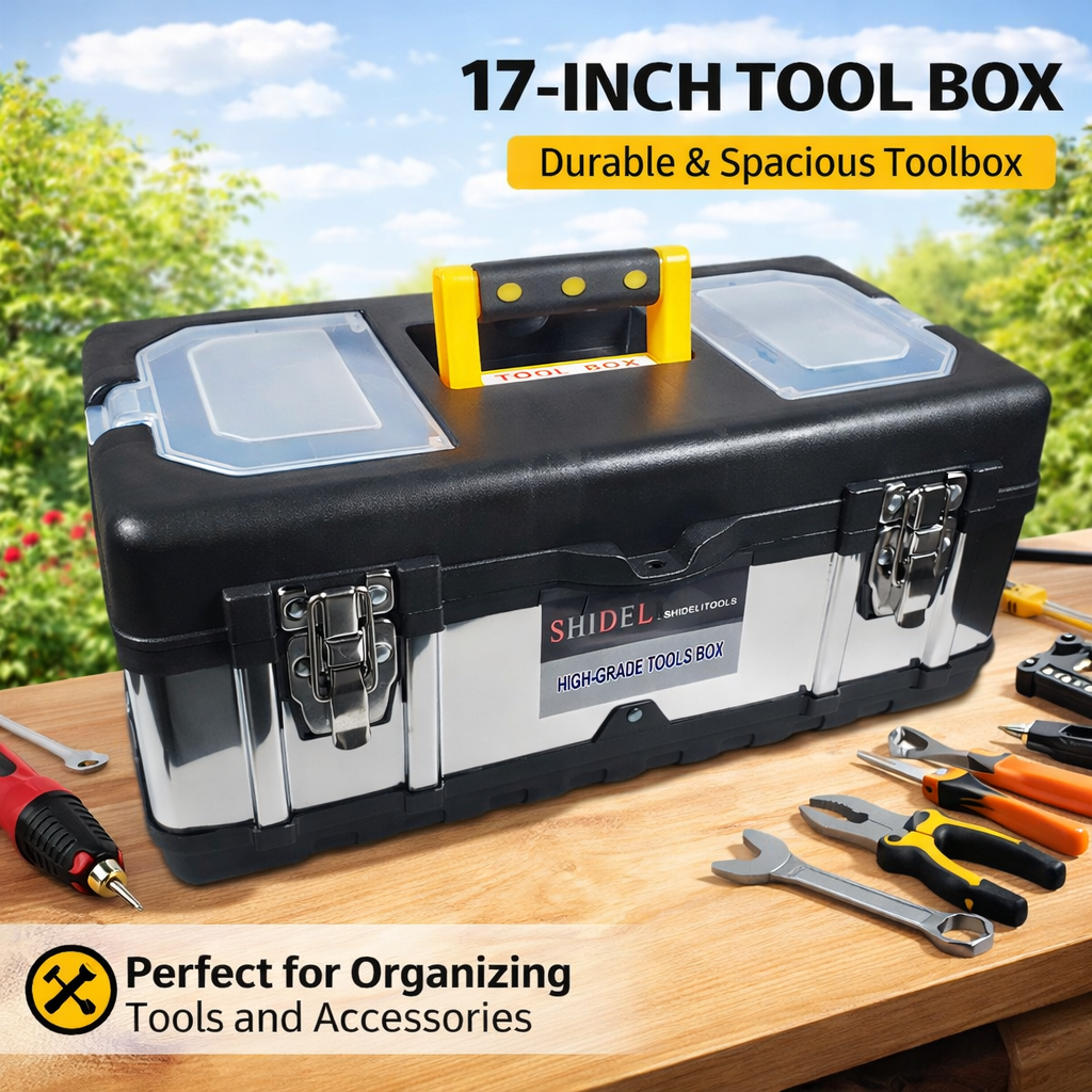 SHIDELI Kotak Perkakas Multifungsi Thicken Hardware Tool Box 17 Inch - AN10 Gambar produk SHIDELI Kotak Perkakas Multifungsi Thicken Hardware Tool Box 17 Inch - AN10