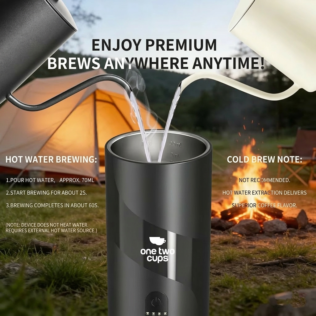 One Two Cups Portable Coffee Maker 2in1 Nespresso 20 Bar 1500mAh - HS9440-1S Gambar produk One Two Cups Portable Coffee Maker 2in1 Nespresso 20 Bar 1500mAh - HS9440-1S