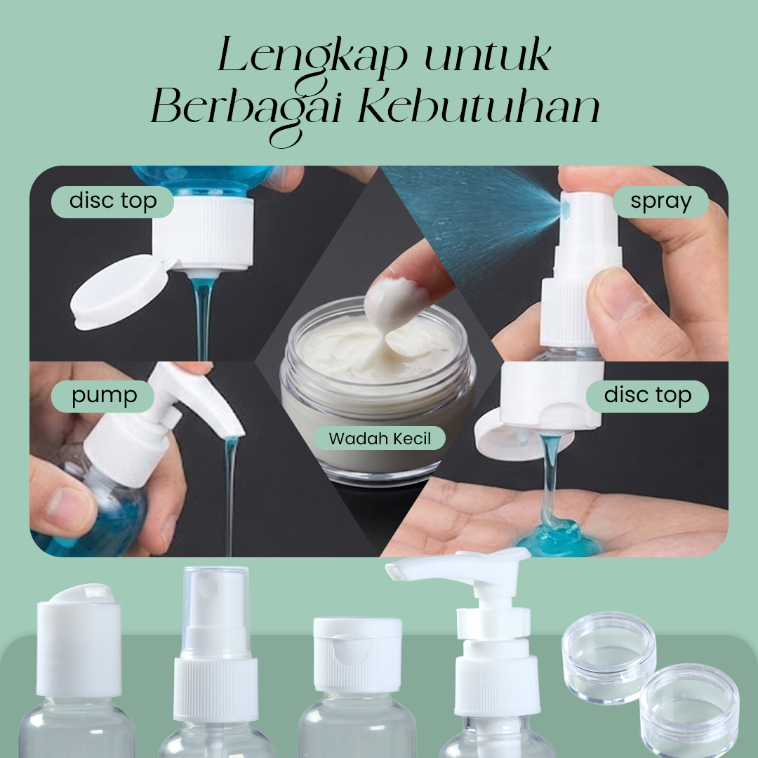 MUQGEW Botol Travel Size Liquid Bottle Pack 6 PCS - SV1 Gambar produk MUQGEW Botol Travel Size Liquid Bottle Pack 6 PCS - SV1