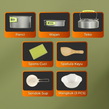 Gambar produk AstaGear Alat Masak Outdoor Camping Nesting Cooking Aluminium 7 in 1 - DS-308