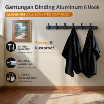 HARVOR Gantungan Dinding Tempel Puch Waterproof Aluminum Alloy 6 Hook - HA6