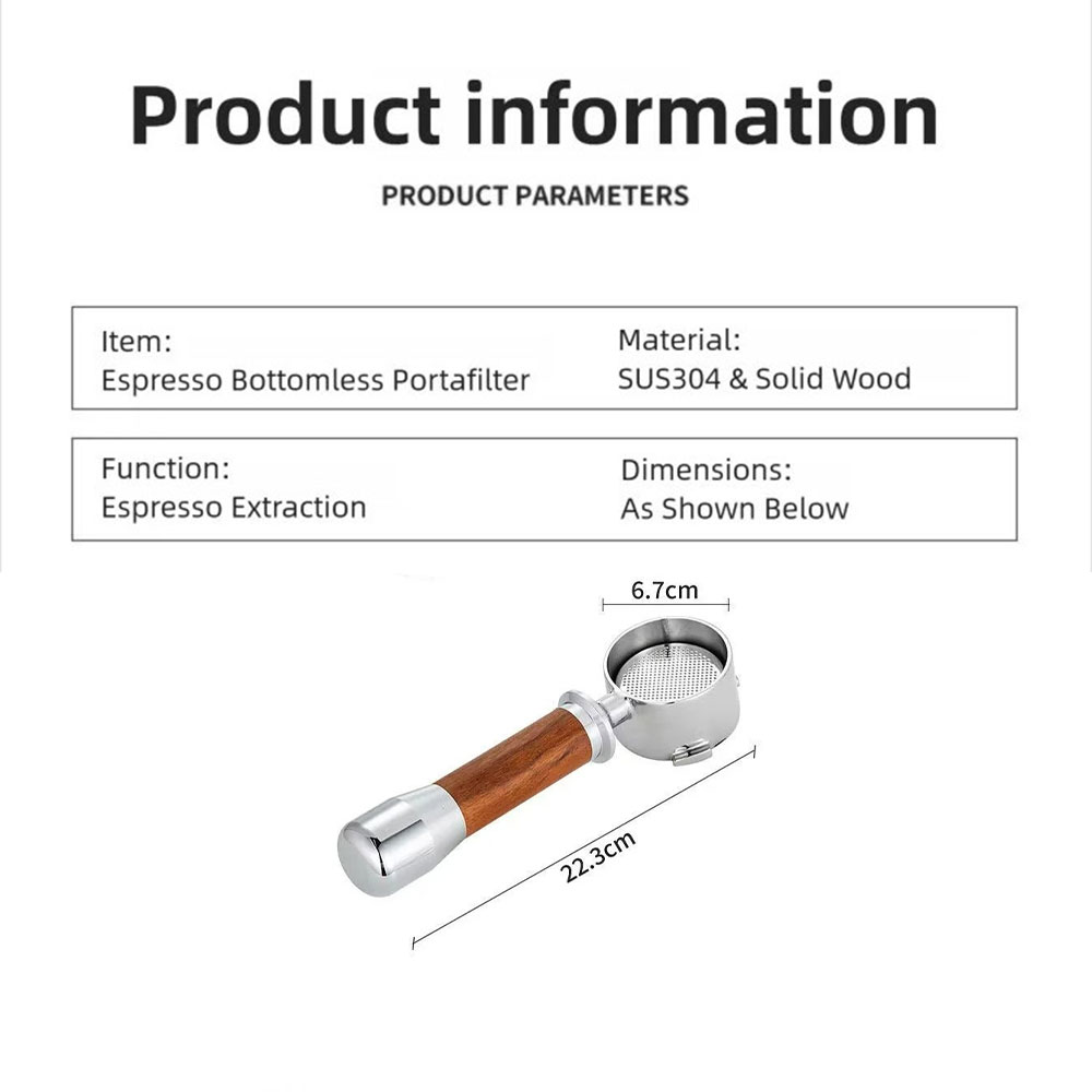 Gambar produk KNODOS Bottomless Naked Portafilter Detachable Stainless Steel 51mm - NP55