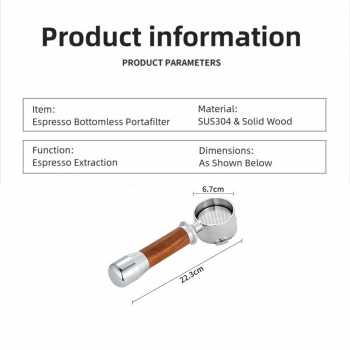 Gambar produk KNODOS Bottomless Naked Portafilter Detachable Stainless Steel 51mm - NP55