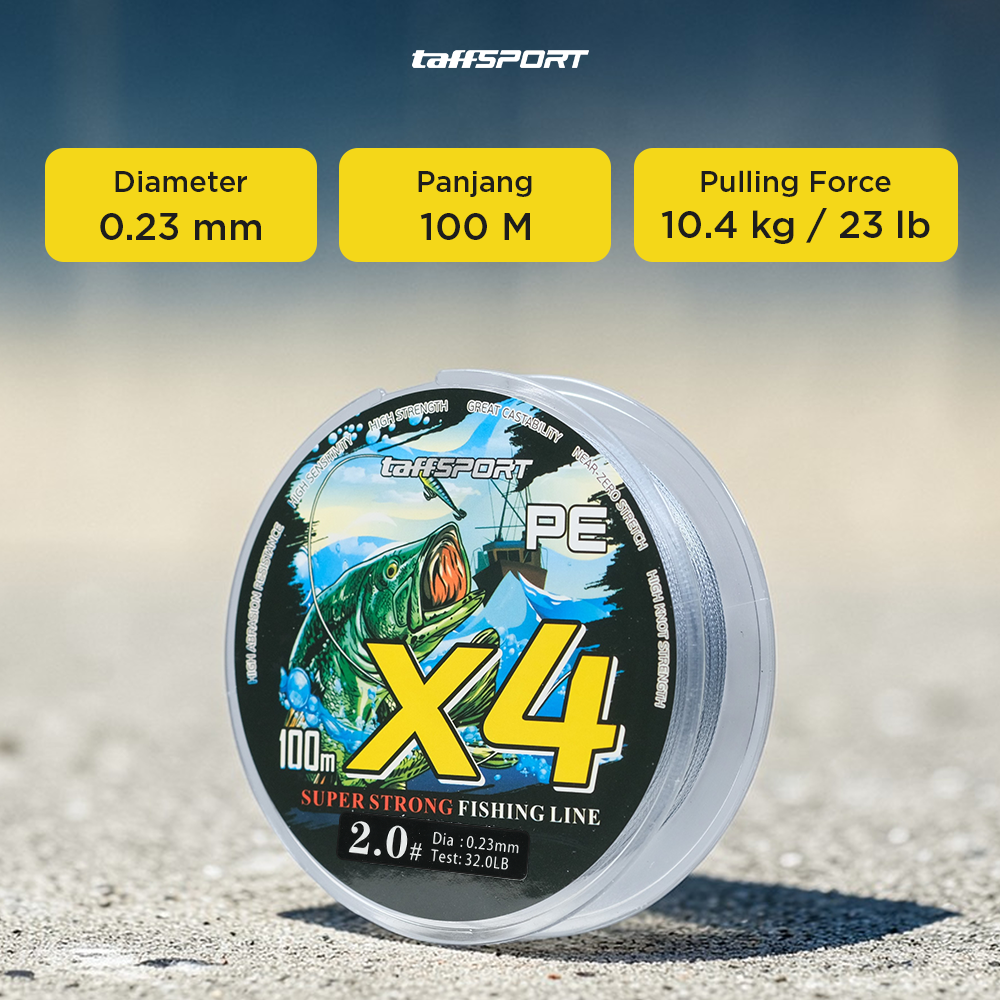 TaffSPORT Senar Pancing PE 4 Braided Strand Fishing Line 100M 2.0 - X4 Gambar produk TaffSPORT Senar Pancing PE 4 Braided Strand Fishing Line 100M 2.0 - X4