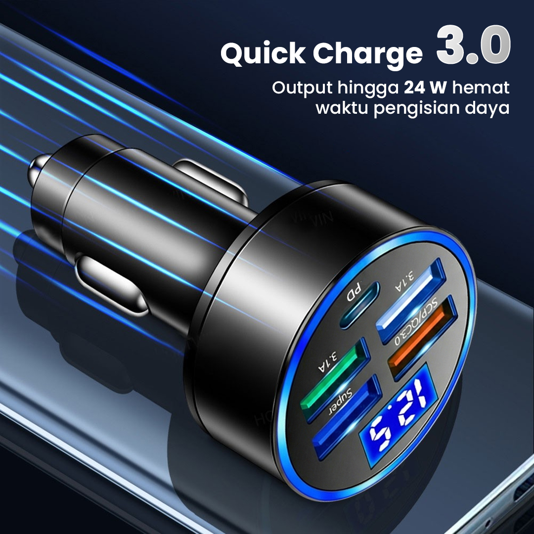 Gambar produk EOKING Car Charger Mobil Fast Charging PD QC 3.0 USB Type C Port - C9