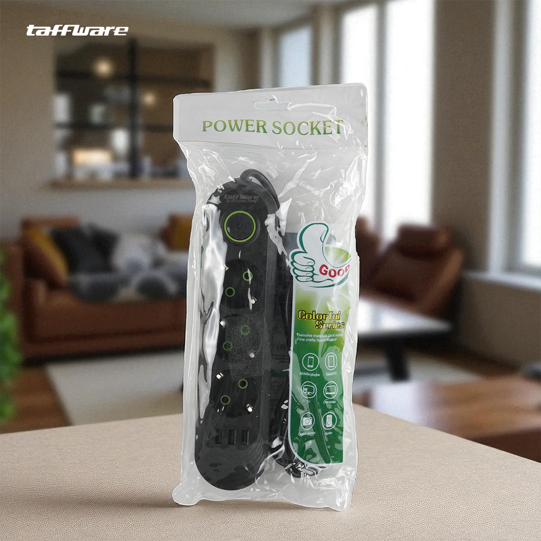 Gambar produk Taffware Stop Kontak Kabel USB Type 10A 110-250V 2500W 1.8M 3 Lubang - QL-1071U / QL-1072U
