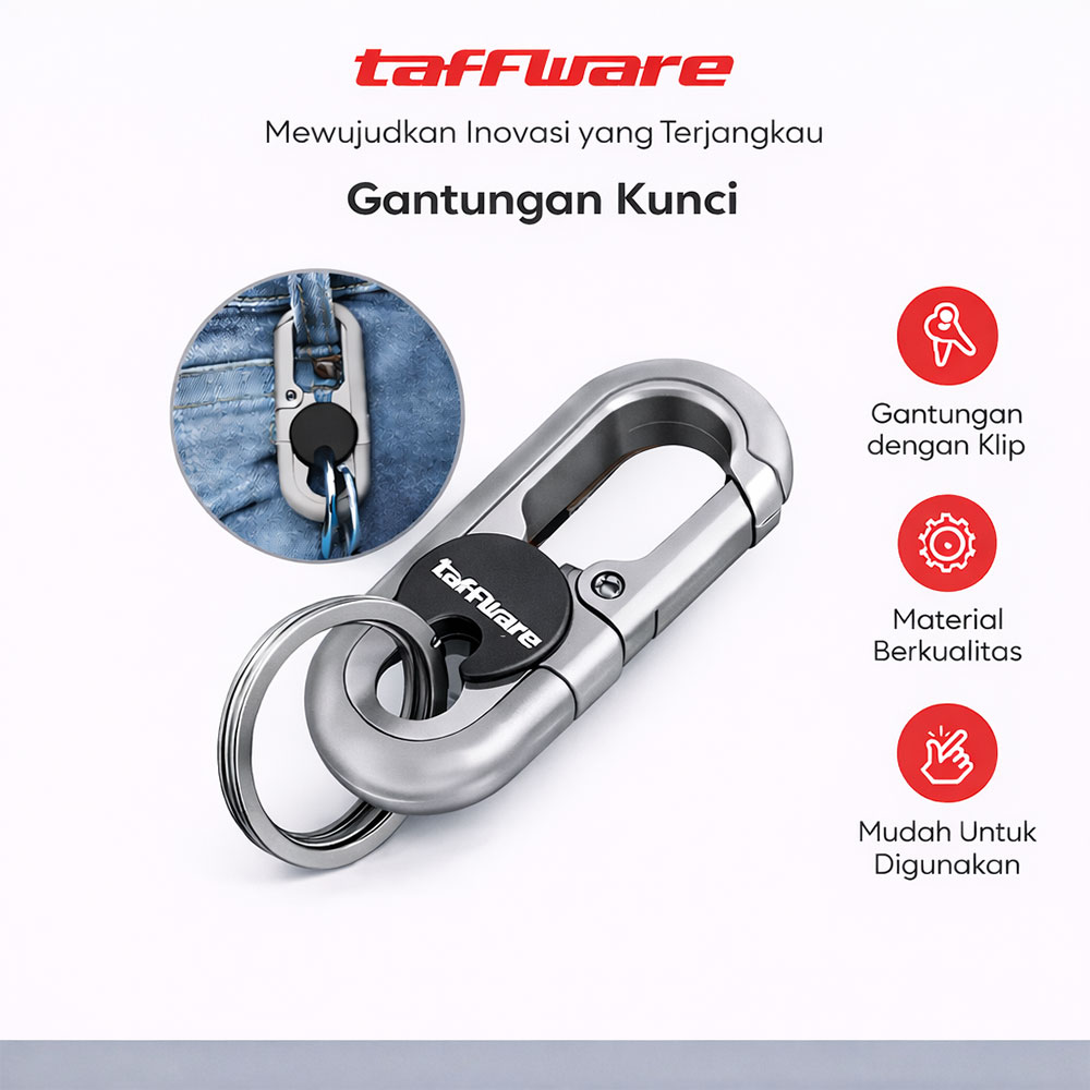 Taffware Gantungan Kunci Carabiner Keychain Clip Stainless Steel - A3746 Gambar produk Taffware Gantungan Kunci Carabiner Keychain Clip Stainless Steel - A3746