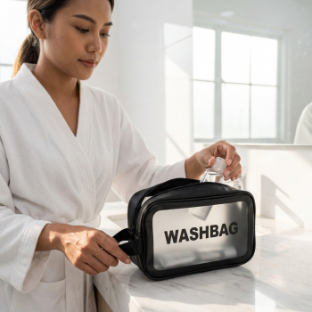 Gambar produk WASHBAG Tas Kosmetik Alat Make Up Portable Pouch Korean PVC Size M - B411