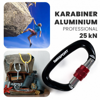 Gambar produk TaffSPORT Carabiner Aluminium Professional Heavy-Duty Locking 25kN - CE0321