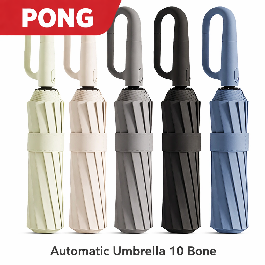 PONG Payung Lipat Buka Tutup Otomatis Automatic Umbrella 10 Bone 107cm - CJZ15 Gambar produk PONG Payung Lipat Buka Tutup Otomatis Automatic Umbrella 10 Bone 107cm - CJZ15