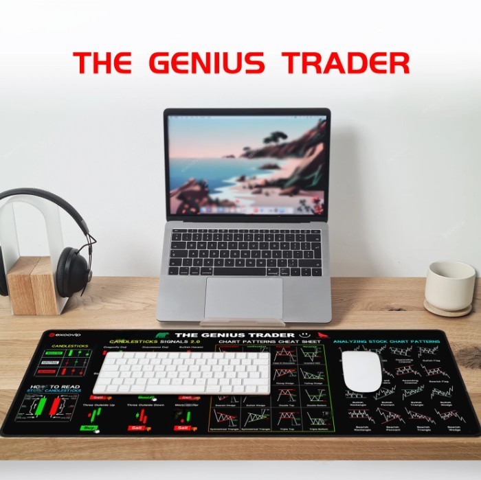 EXCOVIP Mouse Pad Gaming Desk Mat Trading Chart Pattern Anti Slip 400x900x3mm - EC1 Gambar produk EXCOVIP Mouse Pad Gaming Desk Mat Trading Chart Pattern Anti Slip 400x900x3mm - EC1