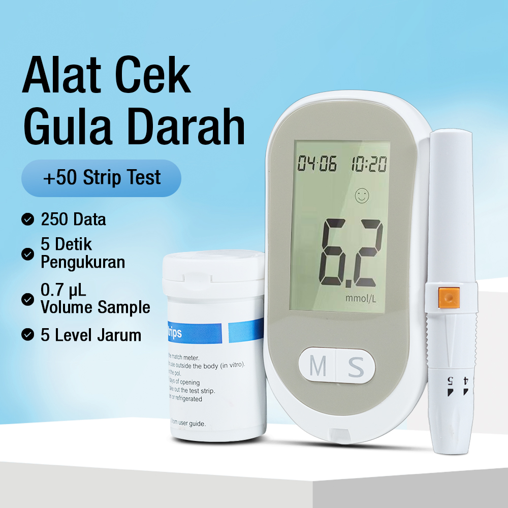XIUDA Alat Cek Gula Darah Glucometer Kit 50 Test Strips - G058 Gambar produk XIUDA Alat Cek Gula Darah Glucometer Kit 50 Test Strips - G058