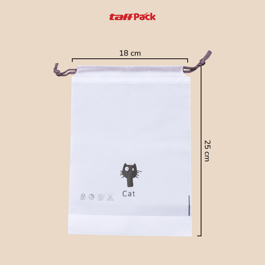 TaffPACK Kantong Plastik Travel Drawstring Pouch 18x25cm 1 PCS - VB-72 Gambar produk TaffPACK Kantong Plastik Travel Drawstring Pouch 18x25cm 1 PCS - VB-72