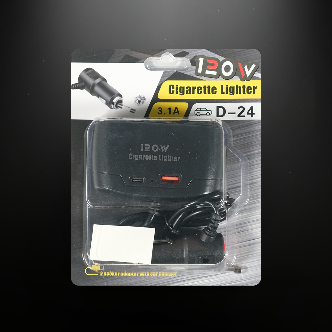 Gambar produk Kebidumei Car Charger Mobil Fast Charging Cigarette USB C 2.4A 120W - D-24