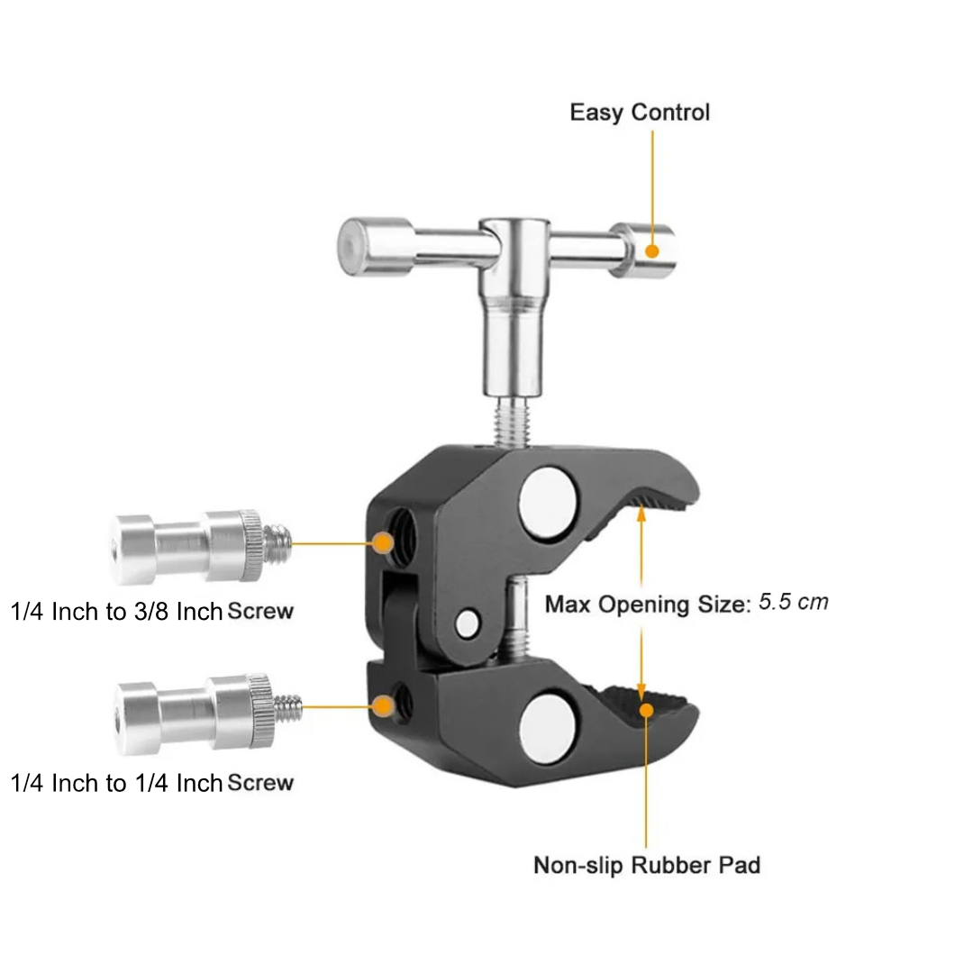 Z-One Magic Super Bar Clamp Clip Aksesoris Kamera DSLR 1/4 3/8 Inch - JT10002 Gambar produk Z-One Magic Super Bar Clamp Clip Aksesoris Kamera DSLR 1/4 3/8 Inch - JT10002