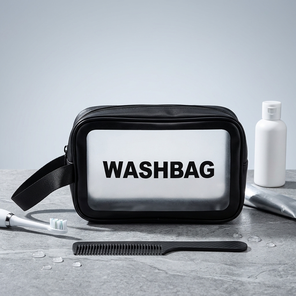 Gambar produk WASHBAG Tas Kosmetik Alat Make Up Portable Pouch Korean PVC Size M - B411