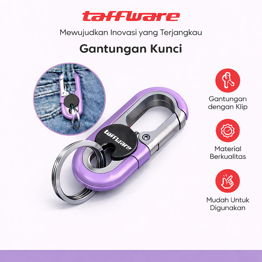 Taffware Gantungan Kunci Carabiner Keychain Clip Stainless Steel - A3746 Gambar produk Taffware Gantungan Kunci Carabiner Keychain Clip Stainless Steel - A3746