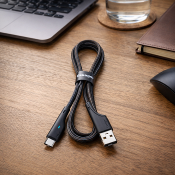 Gambar produk ESSAGER Kabel Data USB A to USB Type C Fast Charging Braided LED 3A 2M - ES-X13