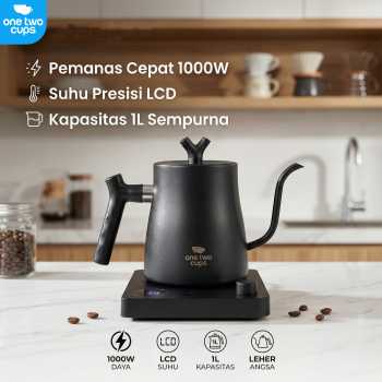 One Two Cups Teko Listrik Kopi Pemanas Air Leher Angsa LCD 1000W 1L - HR-462