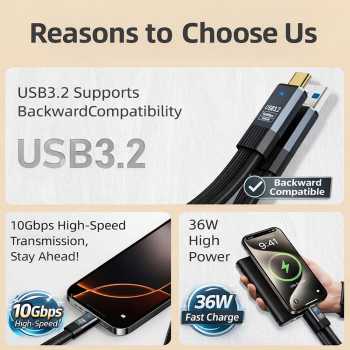 Gambar produk UGI Kabel Charger USB Type C 3.2 Fast Charging Quick Charge 36W 10Gbps 0.5M - UG03