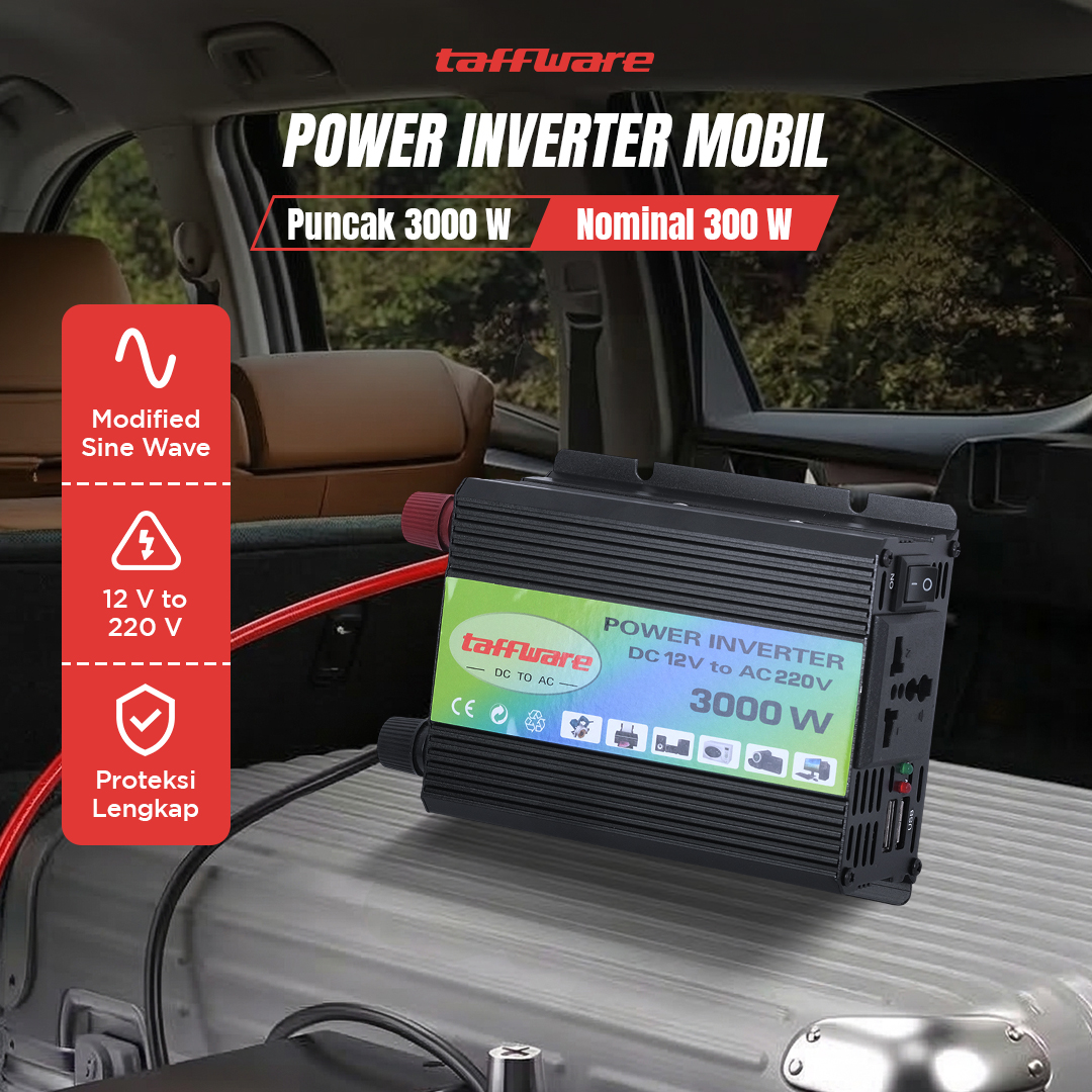 Taffware Power Inverter Mobil Modified Sine Wave DC12V to AC220V 3000W - 816A Gambar produk Taffware Power Inverter Mobil Modified Sine Wave DC12V to AC220V 3000W - 816A