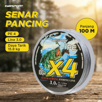 TaffSPORT Senar Pancing PE 4 Braided Strand Fishing Line 100M - X4