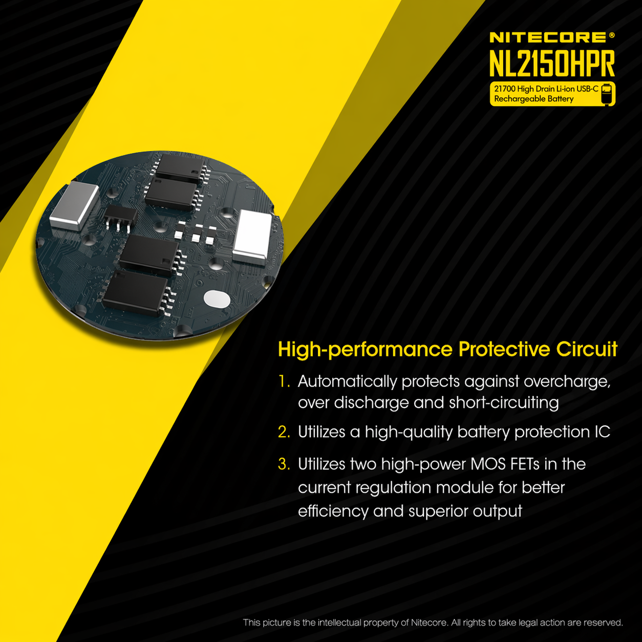 Gambar produk NITECORE Baterai Isi Ulang 21700 Li-Ion Button Top 5000mAh 3.6V 1 PCS - NL2150HPR