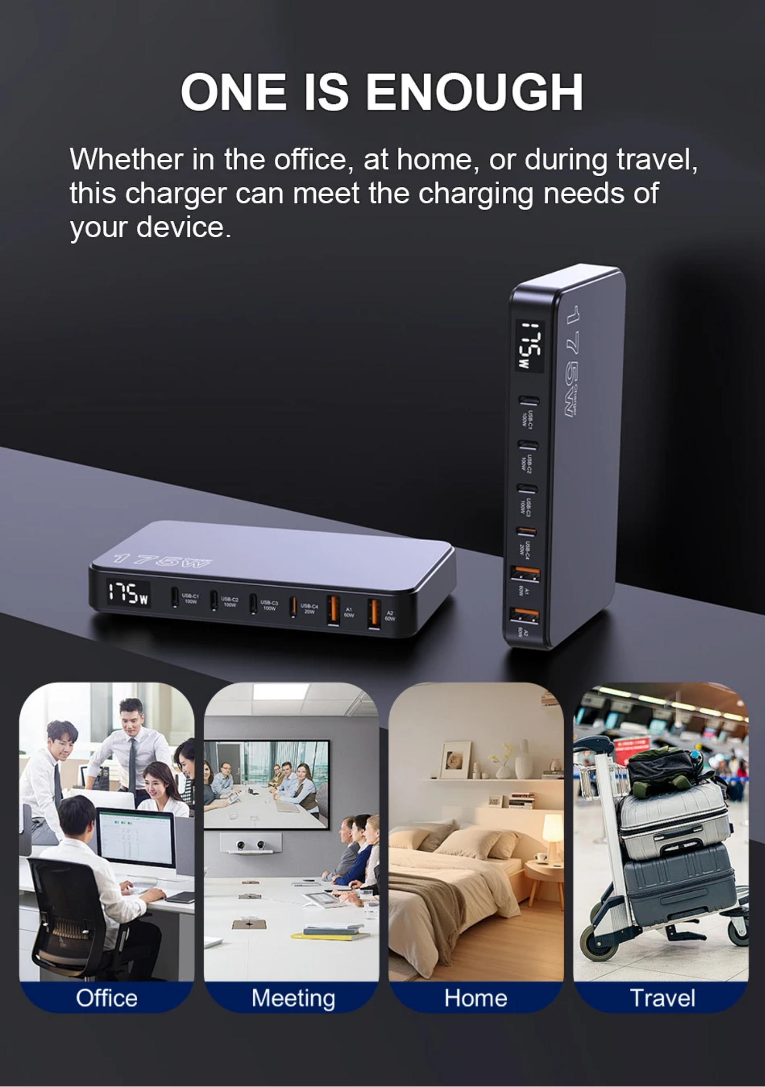Gambar produk Taffware Charger USB Docking Station 6 Port Type C PD QC GaN 175W - BK-112D