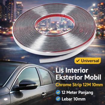 PIN SU Lis Dekorasi Interior Eksterior Mobil Chrome Strip 12M - YH