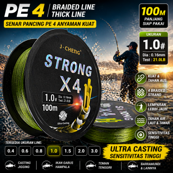 J-Cheng Senar Pancing PE 4 Braided Strand Fishing Line 100M - JC4180